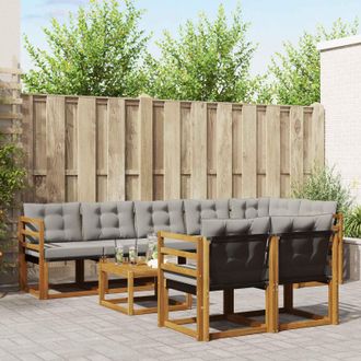 vidaXL Vidaxl Set Di Divani Da Esterno 9 Pz Grigio Naturale E Chiaro