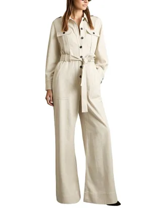 Reiss Anais Linen-Blend Utility Jumpsuit