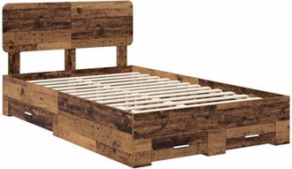 vidaXL Estructura De Cama Con Cabecera Madera Vieja 135 X 190 Cm Vidaxl