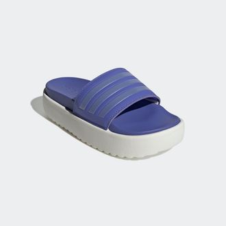 adidas Badesandale ADIDAS SPORTSWEAR PLATFORM ADILETTE, Damen, Gr. 42, blau (semi cobalt blau, blau spark metallic, core wei&szlig;), Synthetik, Schuhe Badesandale