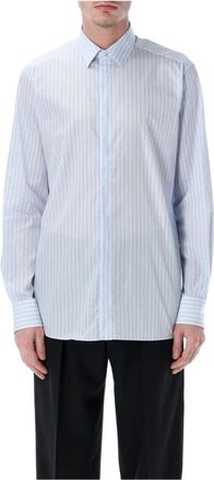 Tom Ford Gestreepte Twill Classic Fit Overhemd - Heren - Casual Overhemden - Blauw - 2XL - Katoen - Overhemden
