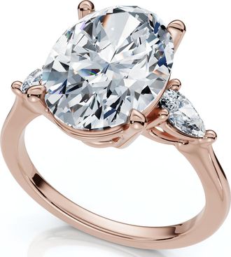 Pompeii3 Certified 4 1/3Ct Oval/Pear Diamond Engagement Ring 14k Gold or Pt Lab Grown
