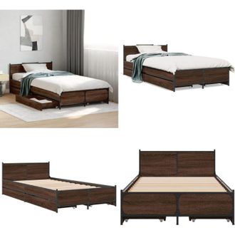 vidaXL Giroletto Cassetti Rovere Marrone 75x190 cm Legno Multistrato - Letto con cassetti - Cassetti per letto