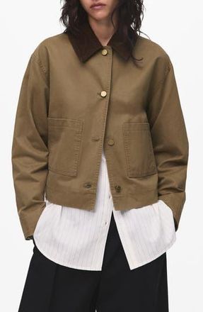 Mango Corduroy Collar Denim Jacket in Ochre at Nordstrom Rack, Size Small