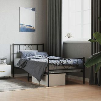 vidaXL vidaXL Giroletto con Testiera e Pediera Metallo Nero 90x190 cm