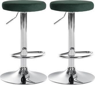 Clp Set De 2 Taburetes De Bar Ponte En Terciopelo Verde