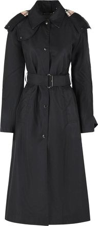 Burberry Long Car Coat With Black Nylon Hood