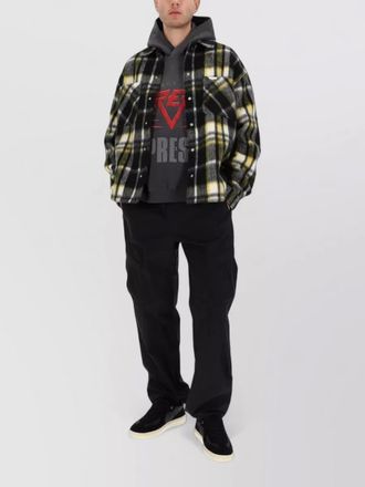 Represent oversize plaid overshirt long sleeves collar