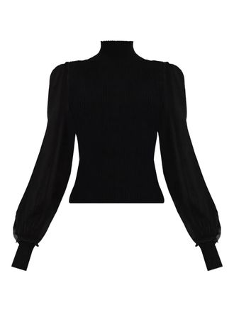 Frame Denim sheer-sleeve blouse - Black