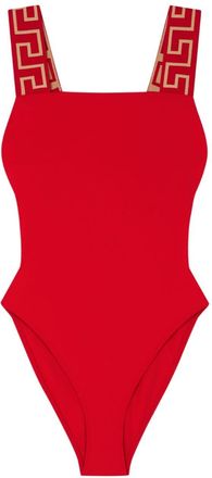 Versace Greca Border one-piece swimsuit - women - ECONYL/Elastane/Elastane/ECONYL - 1 - Red