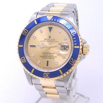 Rolex Pre-owned Rolex Submariner Automatic Chronometer Diamond Champagne Dial Mens Watch 16613 CDO