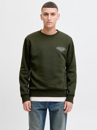 Jack & Jones Sweatshirt JACK & JONES JJMAKOTO SWEAT CREW NECK, Herren, Gr. XL, duffel bag print:small print, angeraute Sweatware, Obermaterial: 80% Baumwolle, 20% 