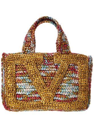 Valentino Vlogo Raffia Shoulder Bag
