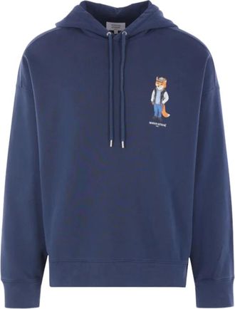 Maison Kitsuné Hoodies & sweatvesten, Heren, Blauw, XS, Katoen, Blauwe Vos Hoodie Oversize Trui
