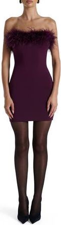 Naked Wardrobe Butter Feather Minidress in Dark Plum at Nordstrom Rack, Size Large