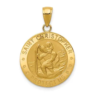 Diamond2Deal 14k Yellow Gold Saint Christopher Medal Pendant