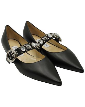 Jimmy Choo London Womens Leather Gela Ballerina Shoe (Authentic Pre-Loved)