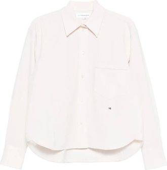 Victoria Beckham Camicia Crop Shirt - Dames - Overhemden - Beige - S - Leer - Overhemden