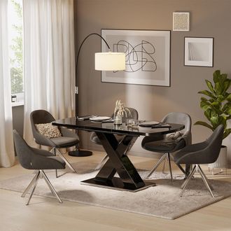 Vicco Mesa De Comedor Chinto, Negro, 120 X 80 Cm Extensible