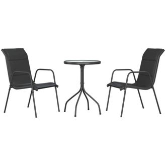 vidaXL vidaXL Set da Pranzo da Giardino 3 pz in Acciaio Nero