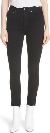 Re/Done High Waist Stretch Ankle Jeans in Black at Nordstrom, Size 30