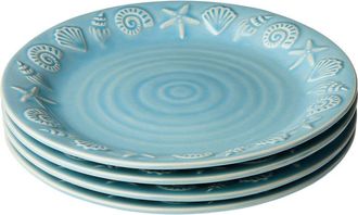 Certified International Coastline Blue Set Of 4 Dinner Plates