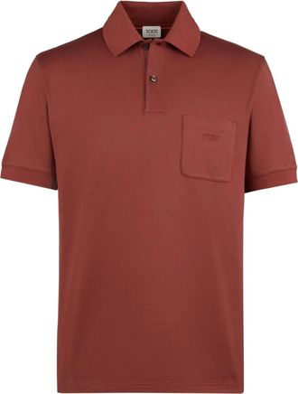 Tod's embroidered-logo polo shirt - men - Cotton - M - Brown