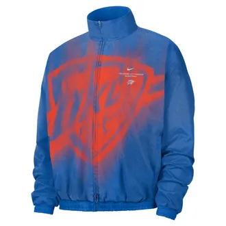 Nike Mens Oklahoma City Thunder Standard Issue Basketball Woven Jacket in Blue | II6101-403