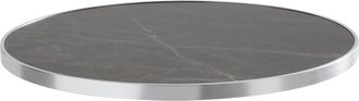 Oviala Mesa redonda de m&aacute;rmol negro con borde plateado 60 cm