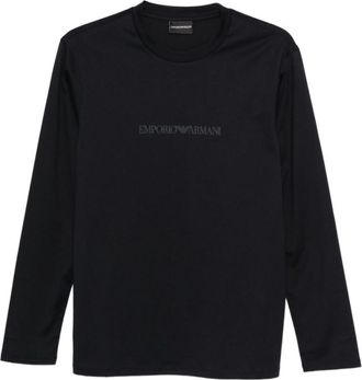 Emporio Armani Blue Crew Neck Logo T-shirt