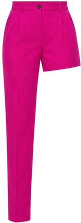 Dolce & Gabbana Rechte broek - Dames - Straight fit broeken - Roze - M - Wol - Broeken