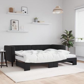 vidaXL Vidaxl - Sof&aacute; Cama Nido Con Colch&oacute;n Terciopelo Negro 80x200 Cm