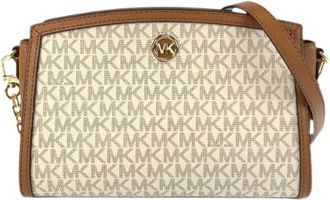 Michael Kors Pre-owned Cross Body Bags, female, White, Size: ONE SIZE Pre-owned MK Signature PVC Leather Shoulder Bag