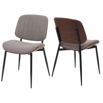 Hhg Juego De 2 Sillas De Comedor Hhg-203, Silla De Cocina Silla, Tejido De Madera Curvada (370 G/m&sup2;) Oeko-tex Mvg, Aspecto Nogal, Gris Claro