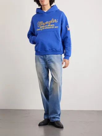 Cherry Los Angeles + Wrangler Americas Favorite Logo-Embroidered Printed Cotton-Fleece Hoodie