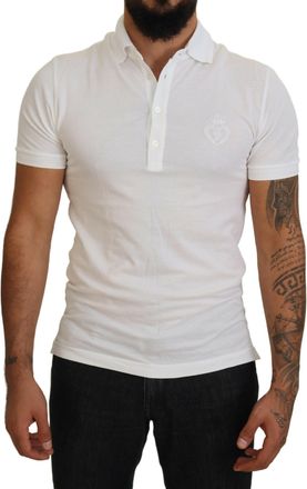 Dolce & Gabbana Mens Classic Polo Shirt Short Sleeves - White Cotton - Size EU 44 (Mens)