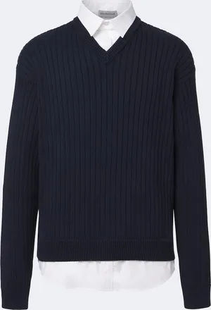 Balenciaga Layered ribbed-knit cotton sweater