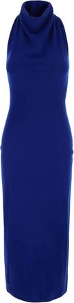 Givenchy Lange jurk met draperie in wol - Dames - Kleedjes - Blauw - XS - Wol - Kleedjes
