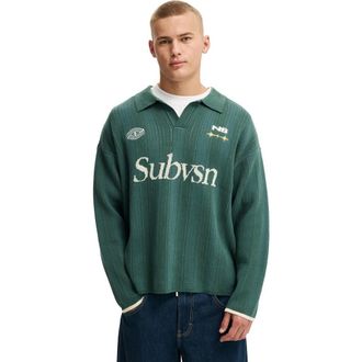 Cotton On Mens Box Fit Rugby Polo in Teal Stripe at Nordstrom, Size X-Small