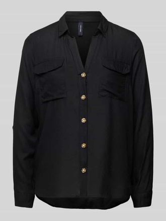 Vero Moda Hemdbluse mit aufgesetzten Brustpattentaschen Modell BUMPY in Black, Größe XL