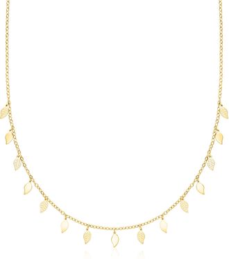 Canaria Canaria Italian 10kt Yellow Gold Leaf Station Necklace