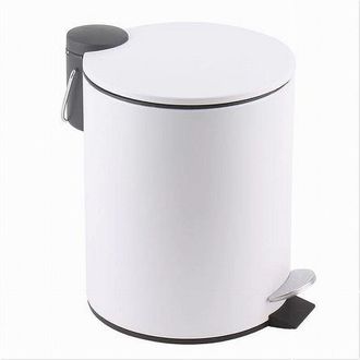 Trade Shop Trade Shop - Pattumiera Acciaio A Pedale 3lt Bidone Cestino Spazzatura Bagno Casa Bianco 87449