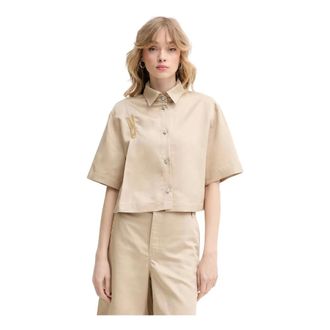 Moschino Dames, Blouses & Shirts, Beige, Maat: XS Linnen