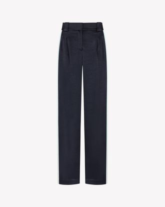 Serena Bute Satin Boyfriend Trouser - Navy Blue