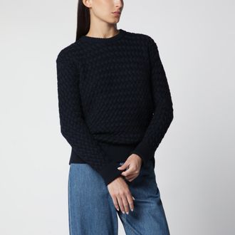 Bottega Veneta Midnight Blue Intrecciato Wool Sweater