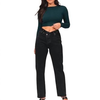 Abercrombie & Fitch Womens High Rise Dad Jeans In Black