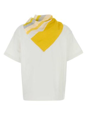 Bottega Veneta Womens White Cotton T-Shirt Whiteyellowmultic Exterior