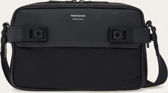 Ferragamo Uomo Borsa a tracolla con fibbie Gancini Nero