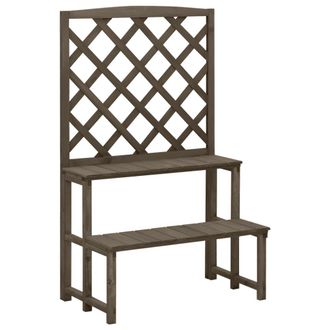 vidaXL Vidaxl - Soporte De Plantas Y Enrejado Madera De Abeto Gris 70x42x115 Cm