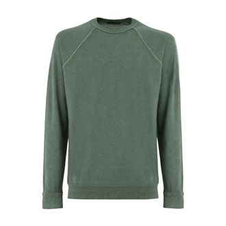 Drumohr Round-neck Knitwear, male, Green, Size: XL Crew-neck Wool Sweater